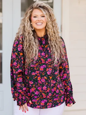 Chic Soul Store -Chic Soul Store InTheWarmSpringAirTop PurpleFloral